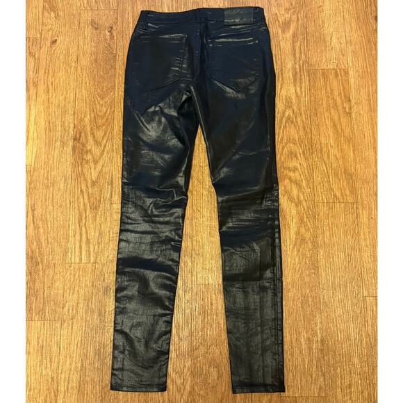 All Saints Petrel Ashby Low Rise Skinny Coated Black Faux Leather Jeans Size 27 - Picture 8 of 14